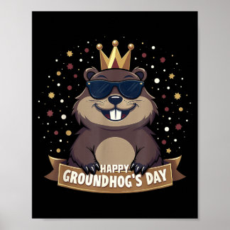 Poster Joyeuse journée de la marmotte 2025 drôle de woodc