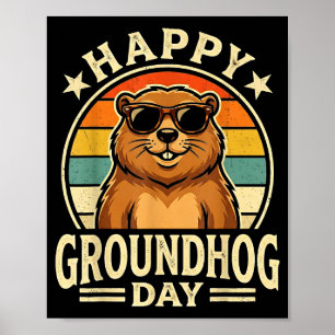 Poster Joyeuse journée de la marmotte rétro cool 2026