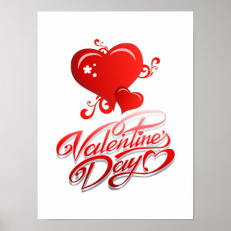 Poster joyeuse journée des valentines avec les coeurs rou