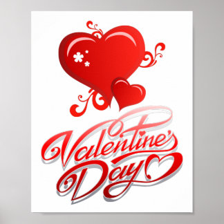 Poster joyeuse journée des valentines avec les coeurs rou