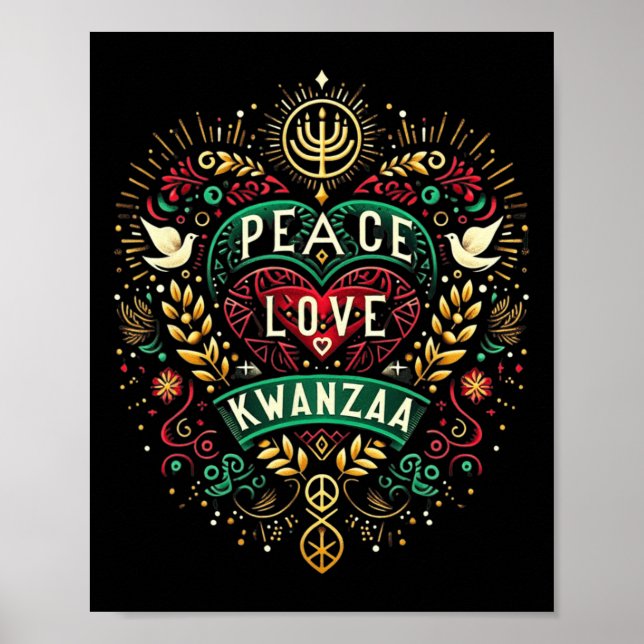 Poster Joyeuse paix de Kwanzaa avec amour Kwanzaa Amer af (Devant)