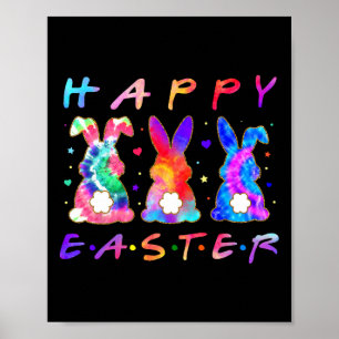 Poster Joyeuse Pâques pour les femmes Blanc Lapin de Pâqu
