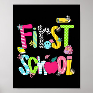 Poster Joyeuse rentrée scolaire professeure Fille Dos Pré