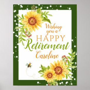 Poster Joyeuse retraite Florale Jaune Tournesol