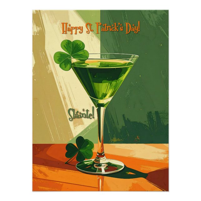 Poster Joyeuse Saint-Patrick Shamrock Martini  (Devant)