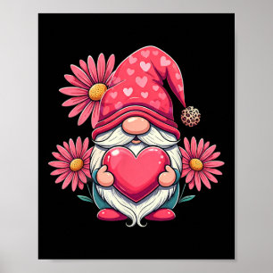 Poster Joyeuse Saint-Valentin Gnome avec tournesol léopar