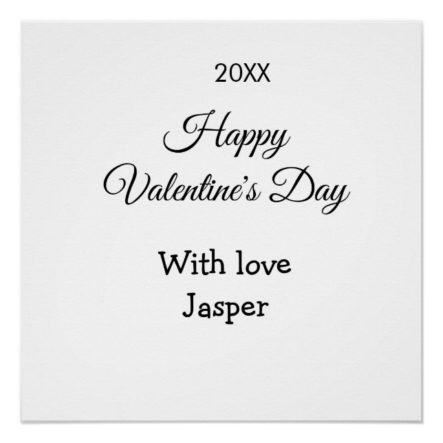 Poster Joyeuse Saint-Valentin nom amour simple année styl (Devant)