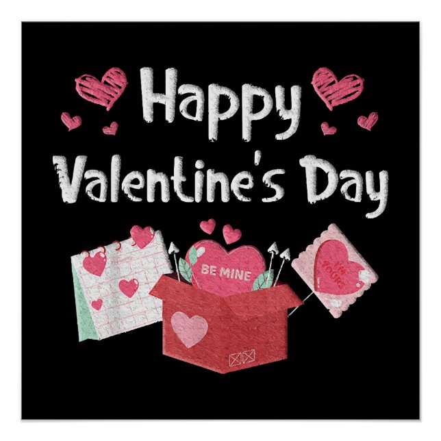 Poster Joyeuse Saint-Valentin Sois Mienne Cœurs Mignons (Devant)