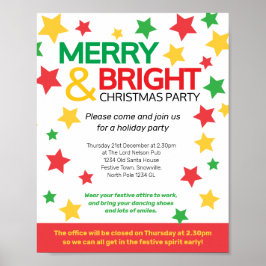 Poster Joyeuses et brillantes stars du bureau de Noël