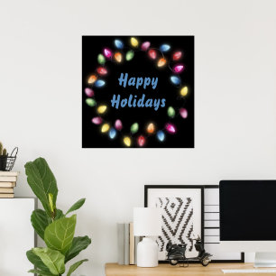 Poster Joyeuses fêtes Colorées et Festives lumières de No