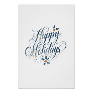 Poster Joyeuses Fêtes Joyeux Noël Famille Nouvel An