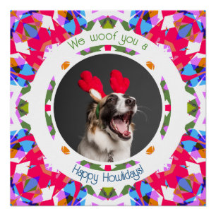 Poster Joyeuses fêtes Noël Photo Pun Chien Papa Maman Mam