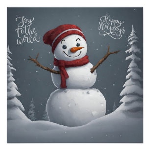 Poster Joyeuses fêtes Noël Snowman
