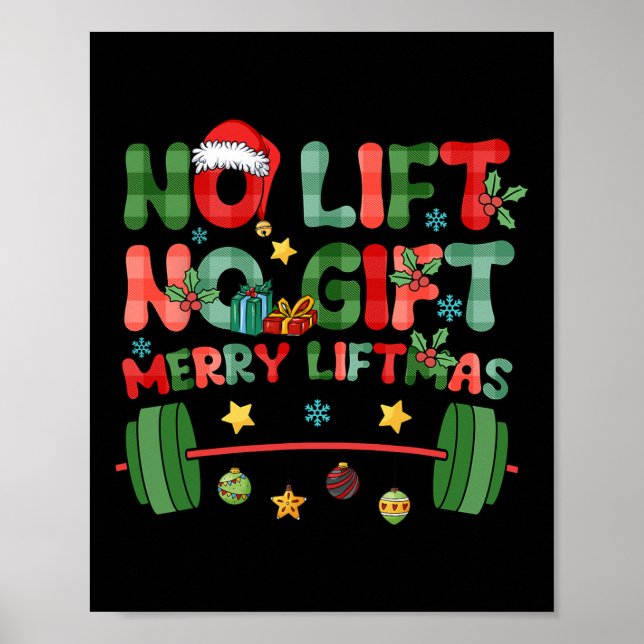 Poster Joyeuses Fêtes Sans Ascenseur Pas De Noël Présente (Devant)