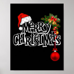 Poster Joyeuses lumières de Noël Santa Hat Noël Famille H