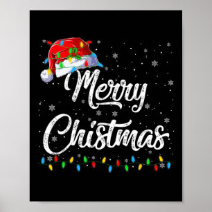 Poster Joyeuses lumières de Noël Santa Hat Noël Famille H