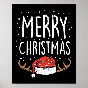 Poster Joyeuses lumières de Noël Santa Hat Noël Famille H