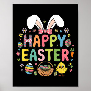 Poster Joyeuses Pâques 2025 Mignon Lapin Jour de Pâques F