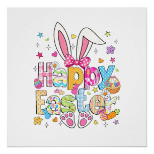 Poster Joyeuses Pâques 2026 Lapin Mignon de Pâques Femme
