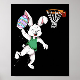 Poster Joyeuses Pâques  Enfants Garçons Lapin Dunk Basket