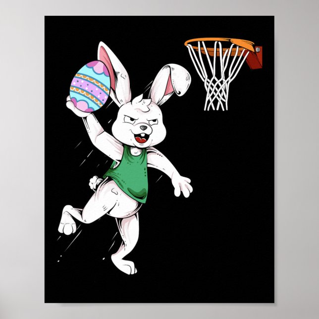 Poster Joyeuses Pâques  Enfants Garçons Lapin Dunk Basket (Devant)