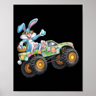 Poster Joyeuses Pâques Lapin Dabbing Camion Monstre Amour