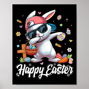 Poster Joyeuses Pâques Lapin Funny Dabbing Bunny Jour de 