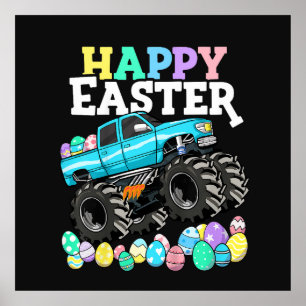 Poster Joyeuses Pâques Monster Truck Œufs de Pâques