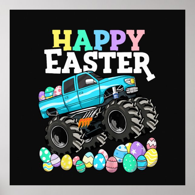 Poster Joyeuses Pâques Monster Truck Œufs de Pâques (Devant)