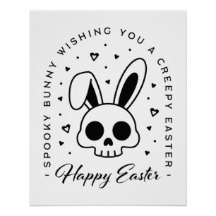 Poster Joyeuses Pâques souhaits flippants lapin effrayant