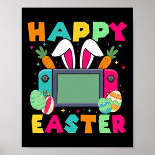 Poster Joyeuses Pâques Vidéo Game Lapin Manette de jeu Ga