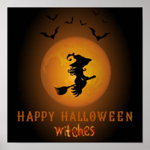 Poster Joyeuses sorcières Halloween