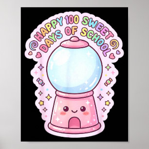 Poster Joyeux 100 jours sucrés d'école machine à boules k