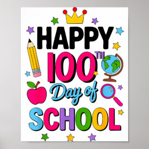 Poster Joyeux 100e jour d'école 100 jours plus intelligen