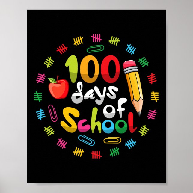 Poster Joyeux 100e Jour des enseignants Étudiants 100 jou (Devant)