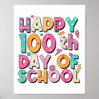 Poster Joyeux 100ème Jour De L'École Enseignant Enfants 1