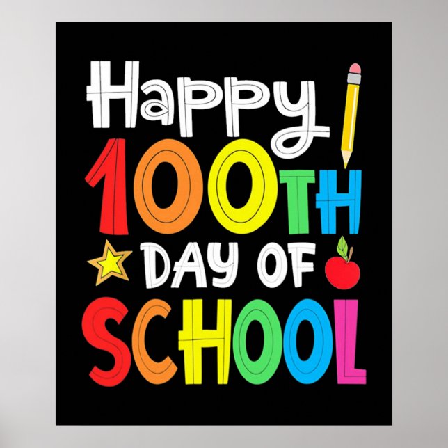 Poster Joyeux 100ème Jour De L'École Professeur Rainbow (Devant)