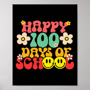 Poster Joyeux 100ème Jour D'Enseignant Enfants Retro Groo