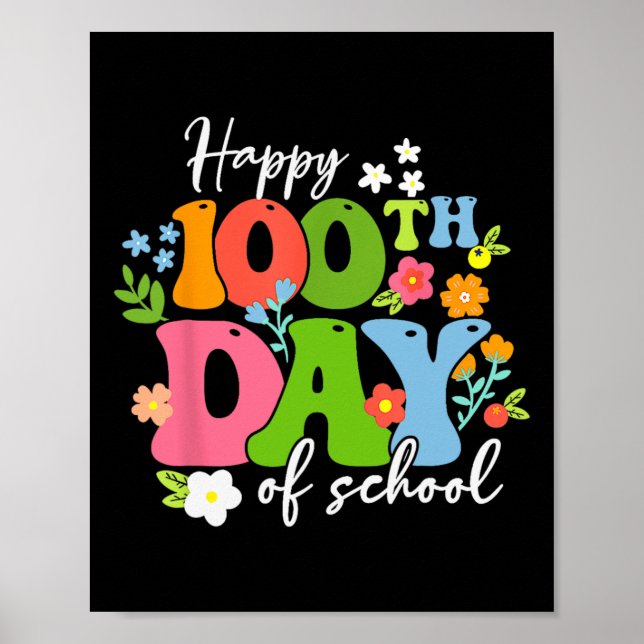 Poster Joyeux 100ème Jour D'Enseignant Enfants Retro Groo (Devant)