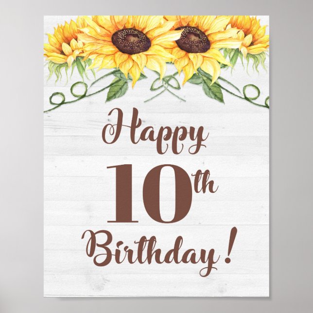 Poster Joyeux 10e anniversaire Sunflower Party (Devant)