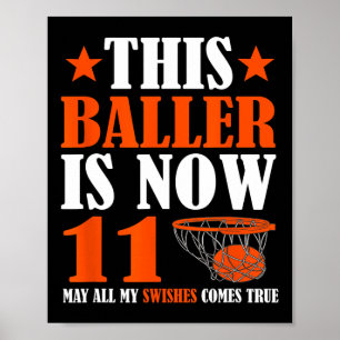 Poster Joyeux 11e anniversaire 11 ans Bysketbyll 11e bi