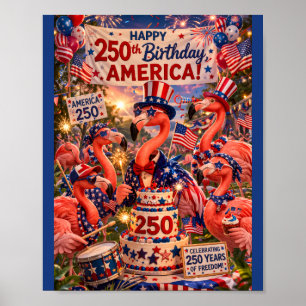 Poster Joyeux 250e anniversaire l'Amérique le 4 juillet F