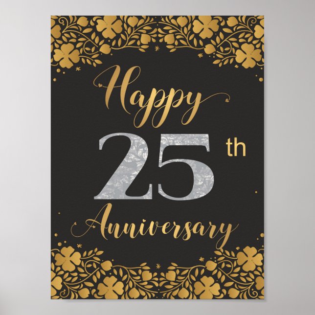 Poster Joyeux 25e anniversaire Mariage d'argent 25 ans (Devant)