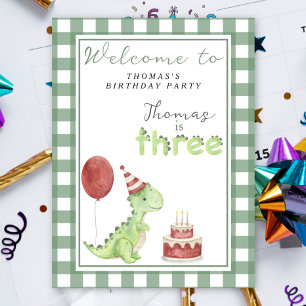 Poster Joyeux 3e anniversaire Cute Dino