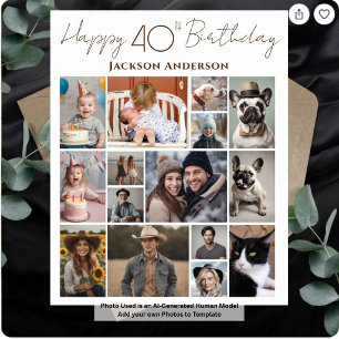 Poster Joyeux 40e Anniversaire 15 Photos Multiples 
