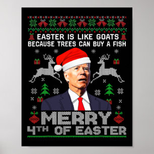 Poster Joyeux 4 e Pâques Amusants Biden Mauvais Noël Homm