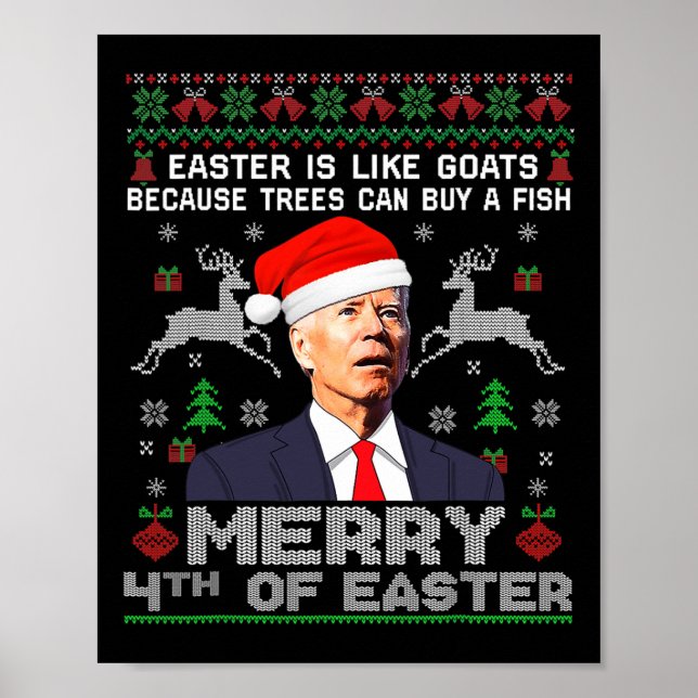 Poster Joyeux 4 e Pâques Amusants Biden Mauvais Noël Homm (Devant)