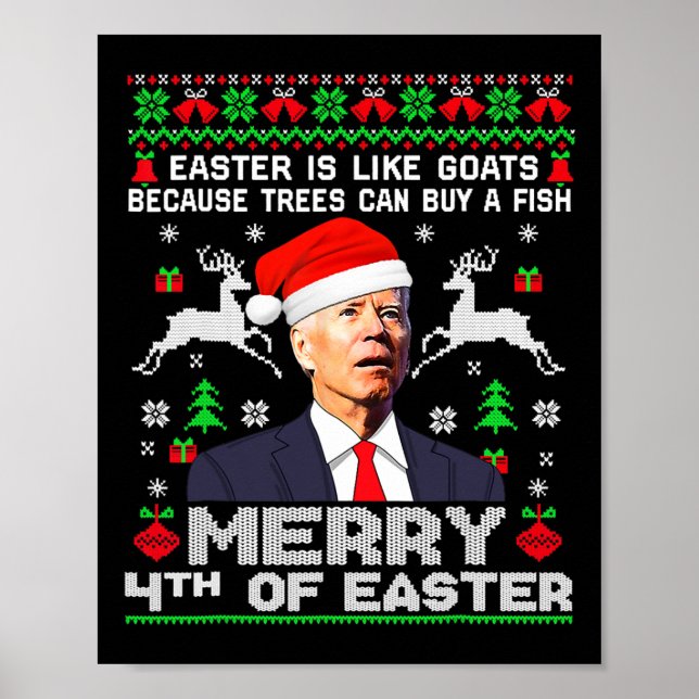 Poster Joyeux 4 ème de Pâques Drôle Biden Vilain Noël Swe (Devant)