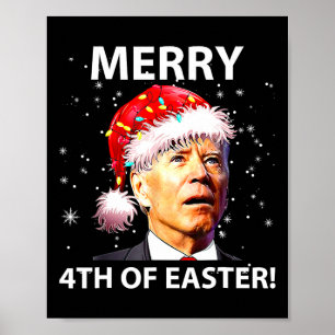 Poster Joyeux 4 ème de Pâques Fun Joe Biden Noël laid
