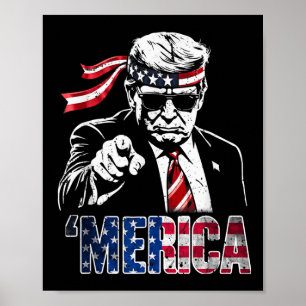 Poster Joyeux 4 juillet Amérique Trump Drapeau américain 